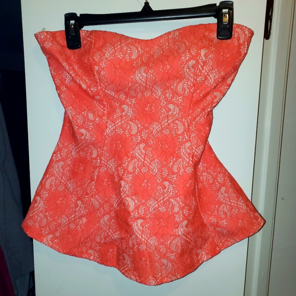 Love Culture strapless peplum lace bustier top